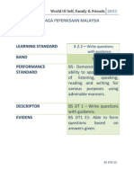 Learning Standard Band Performance Standard: World of Self, Family & Friends