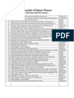 Essentials of Islamic Finance: Final Quiz Fall 2012 Answers