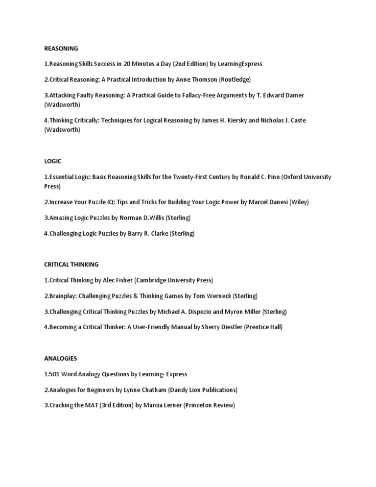 Essential Critical Thinking Resources | PDF