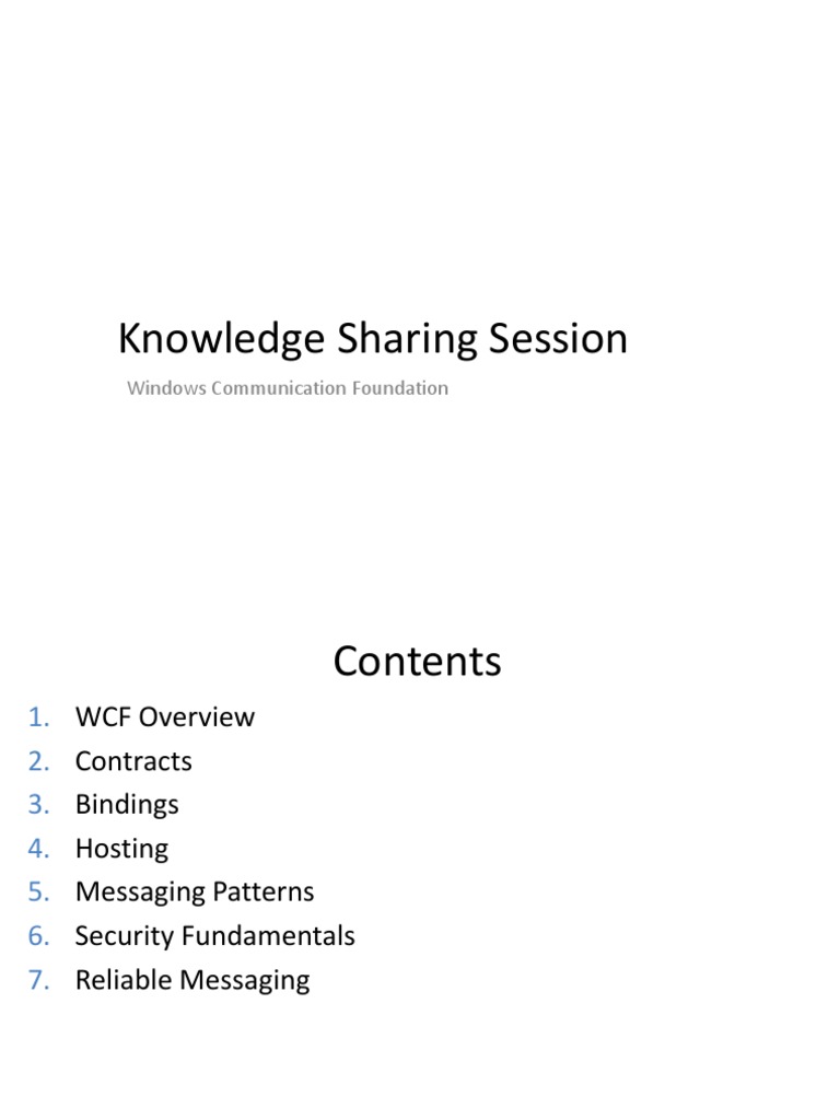 Knowledge Sharing Session: Windows Communication Foundation | PDF ...