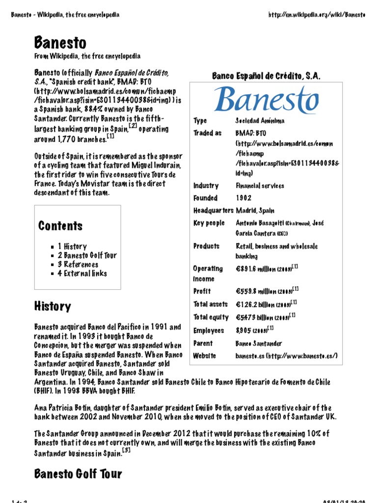 Banesto Wikipedia The Free Encyclopedia Banks Banking