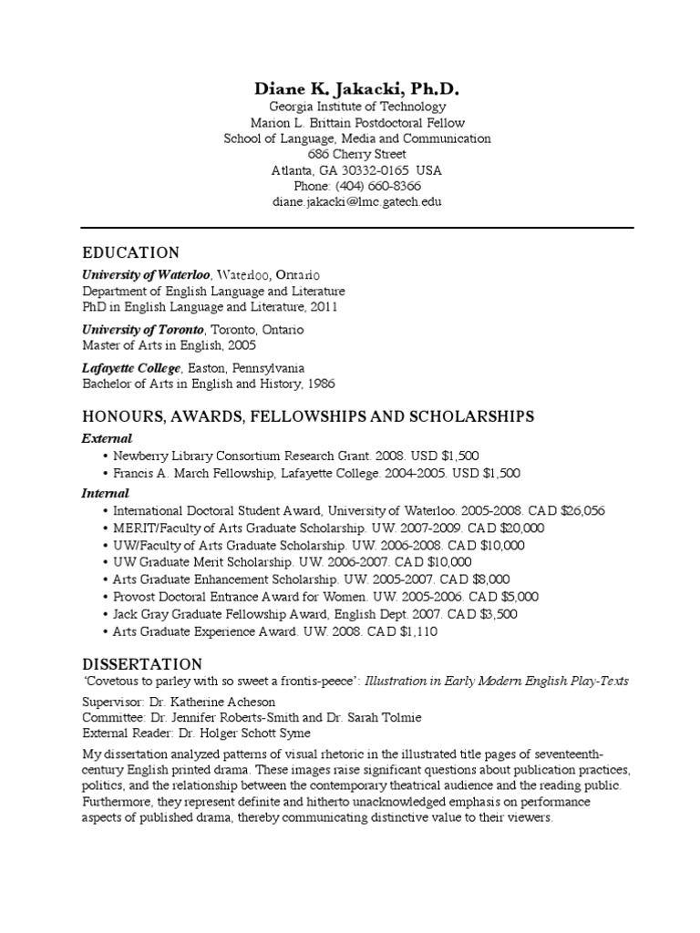 Academic cv pdf image