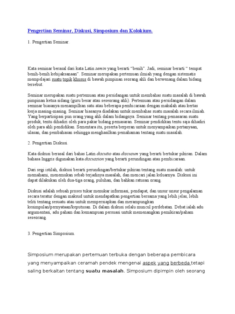 Pengertian Seminar