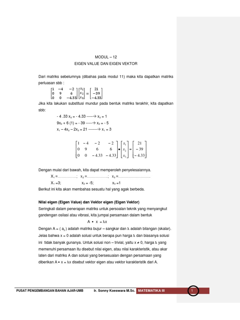 Harga & Vektor Eigen | PDF | Metode & Bahan Ajar | Sains & Matematika