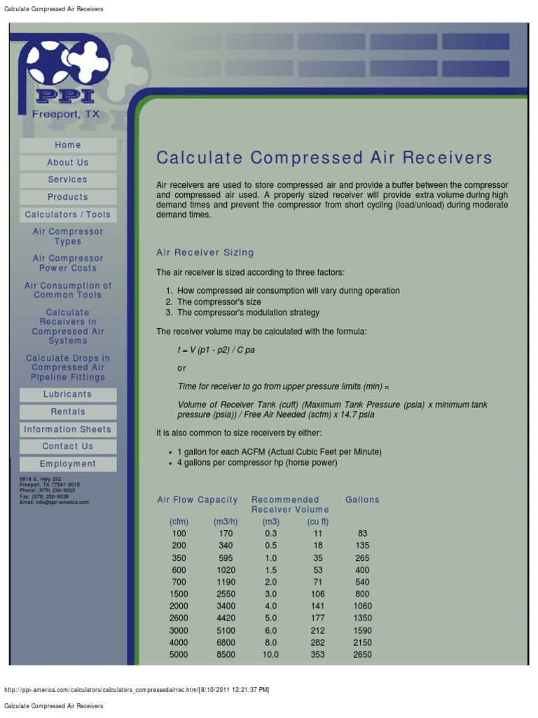 Calculate Compressed Air Receivers PDF