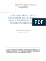 Como Desarrollar La Enseñanza de La Lengua Oral y Escrita en L1