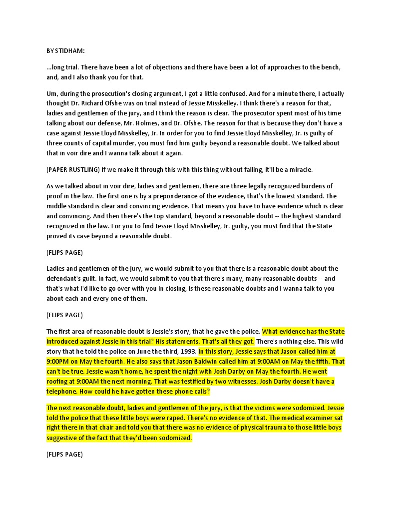 Closing Arguement For The Trial Burden Of Proof (Law) Evidence