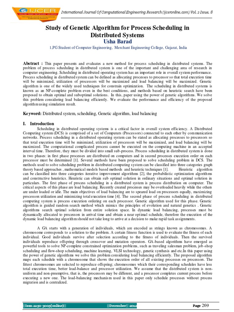 Study of Genetic Algorithm For Process Scheduling in Distributed ...