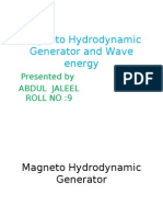 Magneto Hydrodynamic Generator and Wave Energy