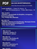 Zoologia 1 Cronograma 2012 e Temas de Seminario