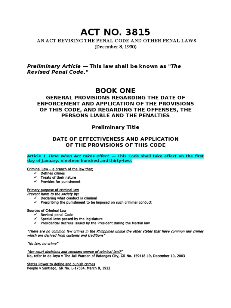 Revised Penal Code Art 1 113 Crimes Crime Justice - 
