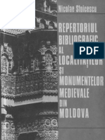 Repertoriul bibliografic al localităţilor şi monumentelor medievale din Moldova