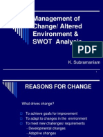 Management of Change/ Altered Environment & SWOT Analysis: K. Subramaniam