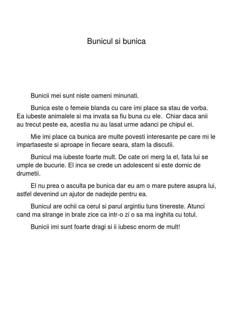 Rezumat Bunicul Bunicul Si Bunica | PDF