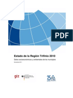 Estado de La Región Trifinio 2010 Datos Socioeconómicos y Ambientales de Los Municipios