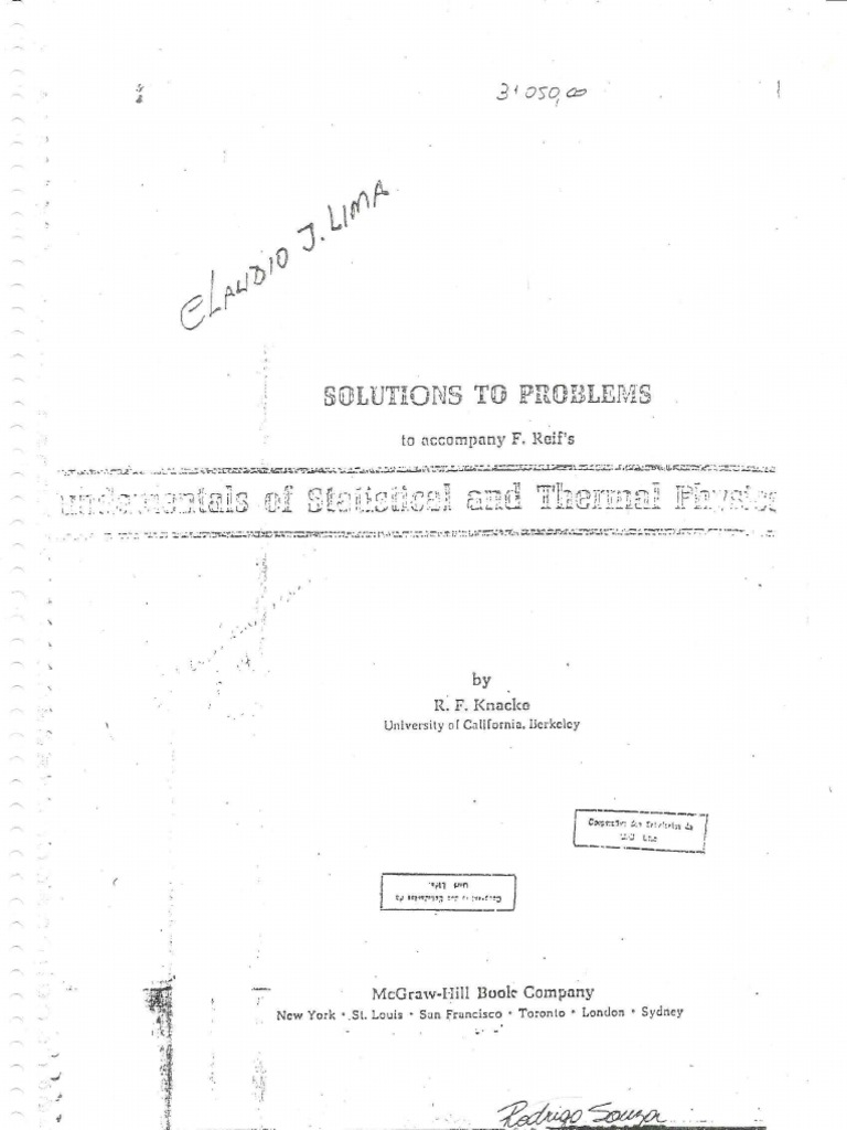 Reif Fundamentals Of Statistical And Thermal Physics