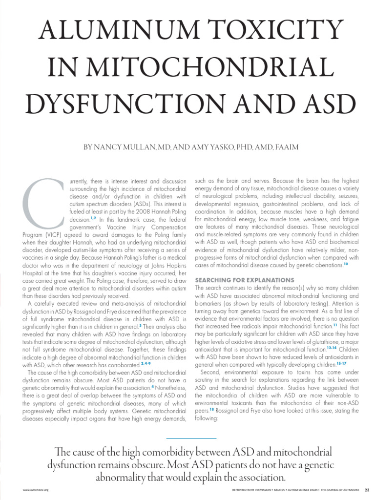 Mitochondrial Dysfunction and Autism Links | PDF | Mitochondrion ...