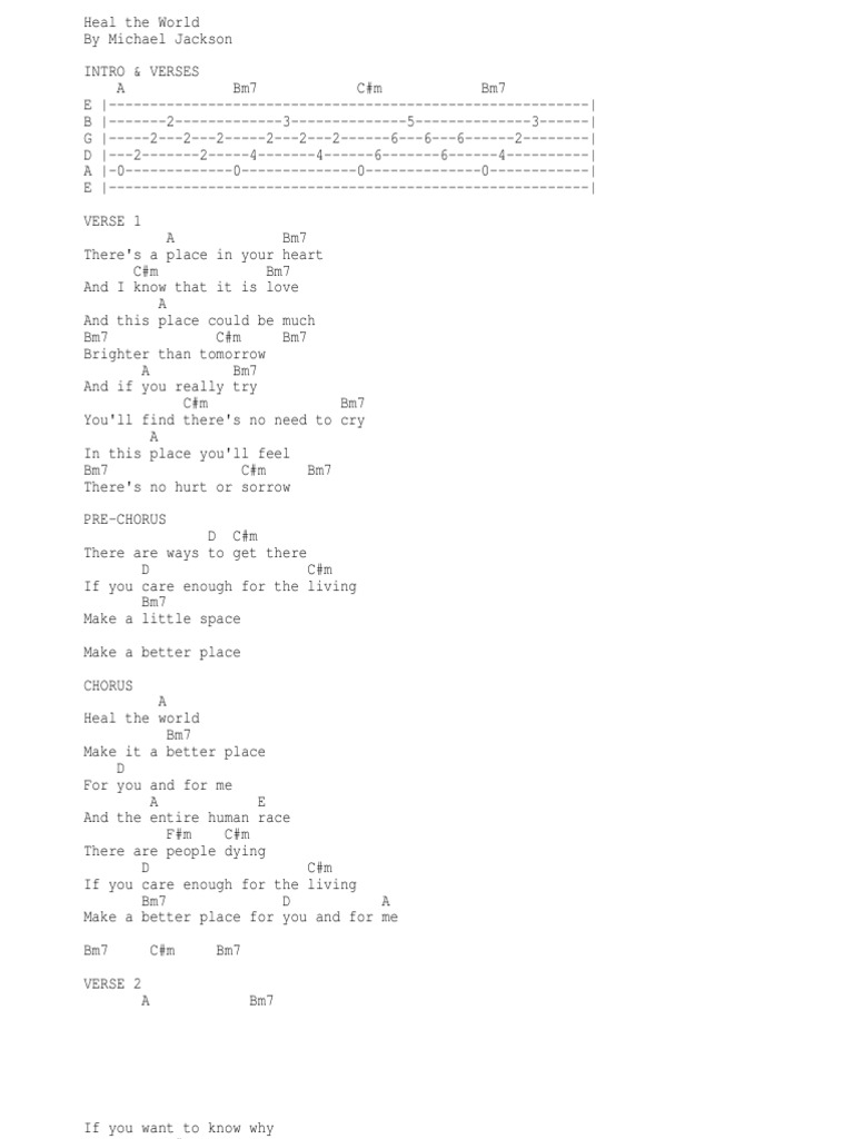 Heal The World PDF Song Structure Love