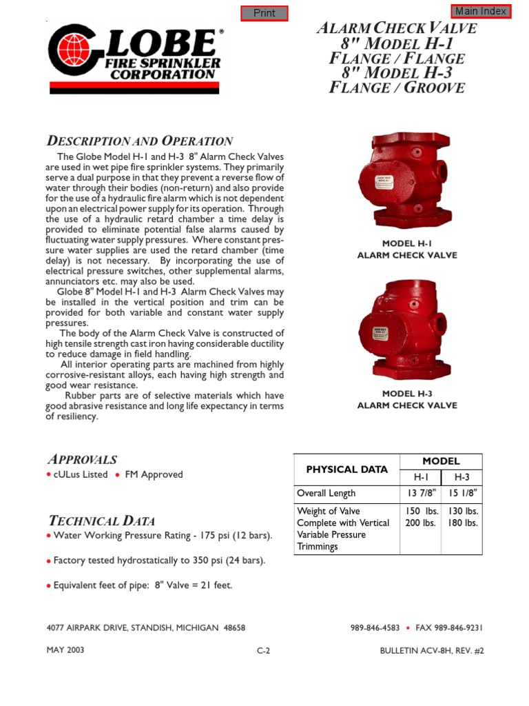 Alarm Check Valve - 8 Inch | Valve | Pipe (Fluid Conveyance)