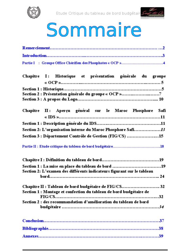 rapport de stage ocp | Business | Économie