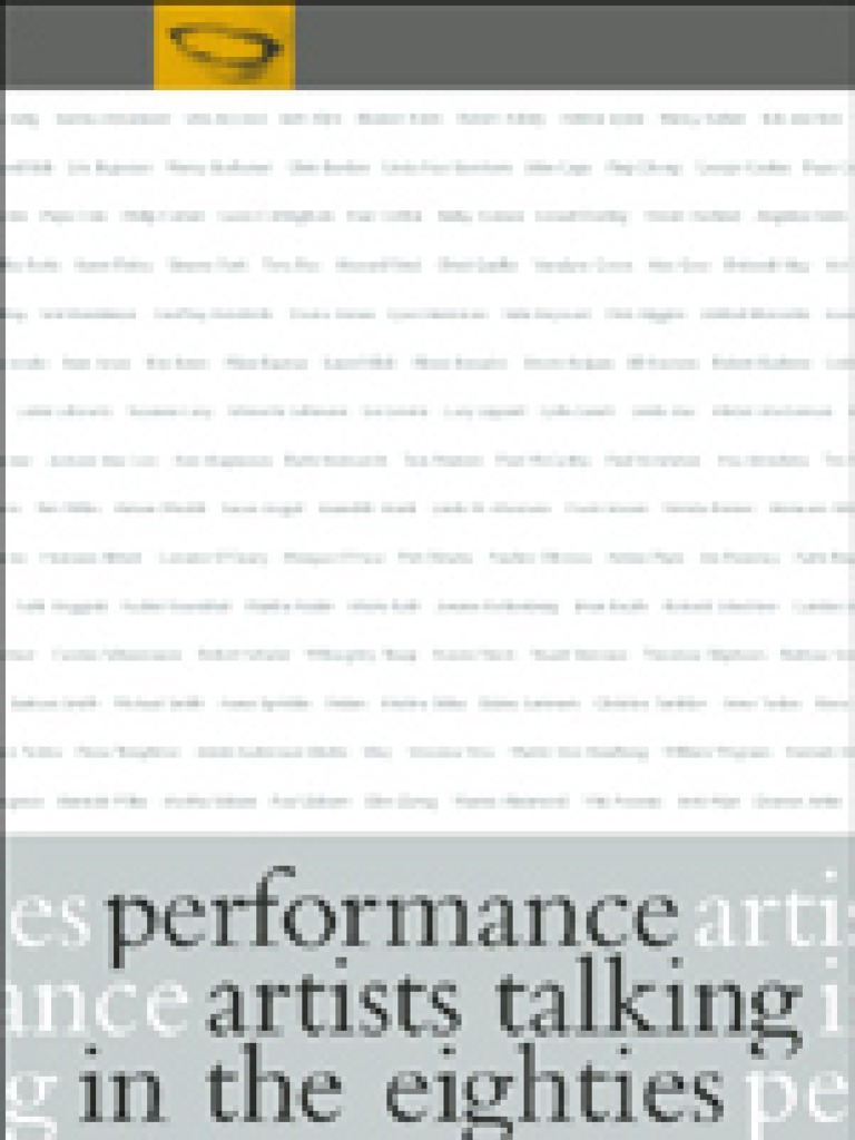 Performance Artists Talking in The Eighties PDF Performance Art Narrative