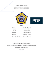 Laporan Pratikum Percobaan Kalorimeter: Fakultas Matematika Dan Ilmu Pengetahuanalam Universitas Bengkulu 2012/2013