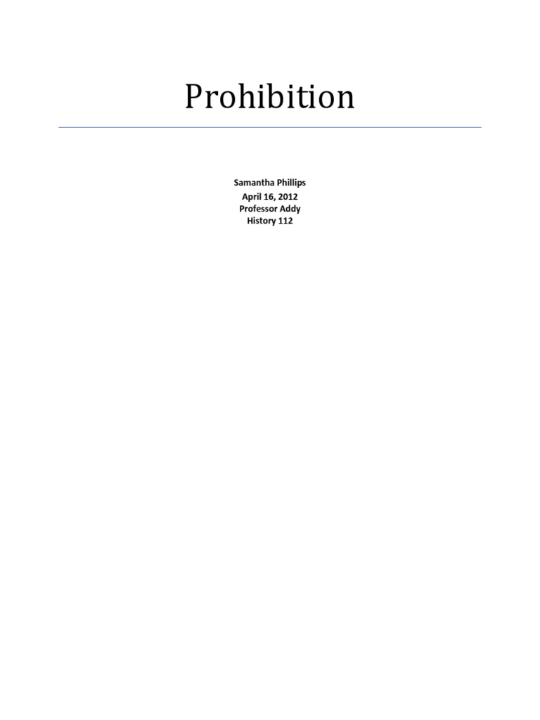 The Impact of Prohibition in America | PDF | Prohibition | United ...