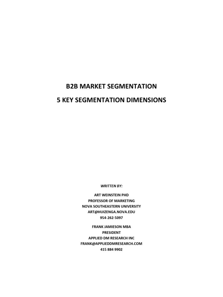 B2B Segmentation | PDF | Market Segmentation | Marketing