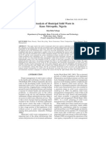 An Analysis of Municipal Solid Waste in Kano Metropolis, Nigeria