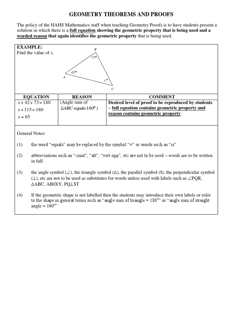Geometry theorems and proofs summary | Rectangle | Circle