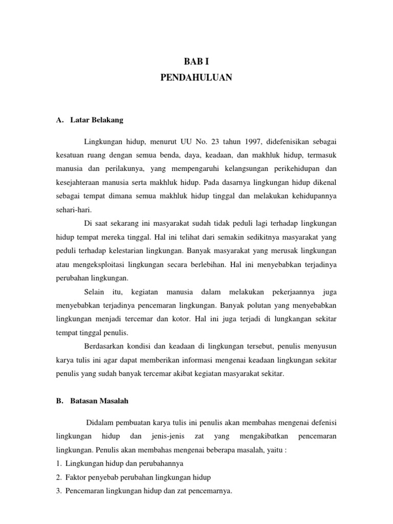 Karya Ilmiah Lingkungan Hidup Dan Pencemaran Lingkungan