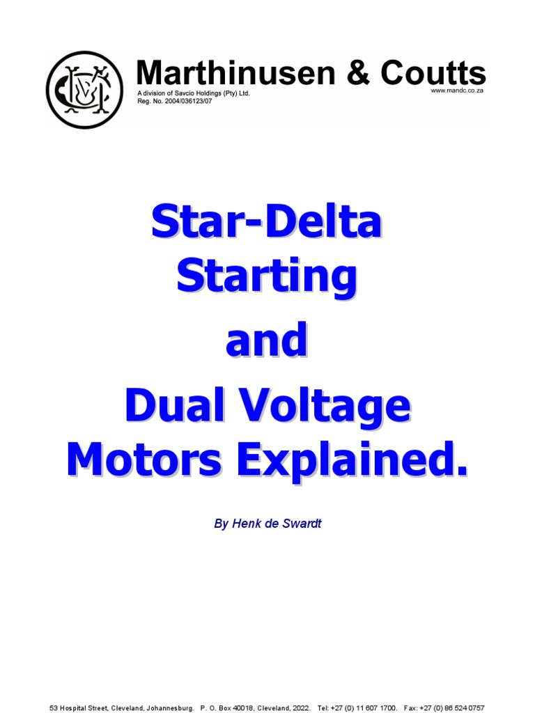 Star Delta Strating and Dual Voltage Motor | PDF