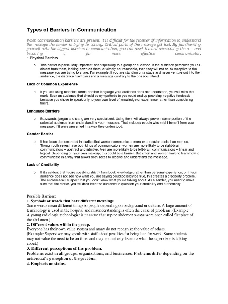 Understanding Communication Barriers | PDF | Jargon | Disability