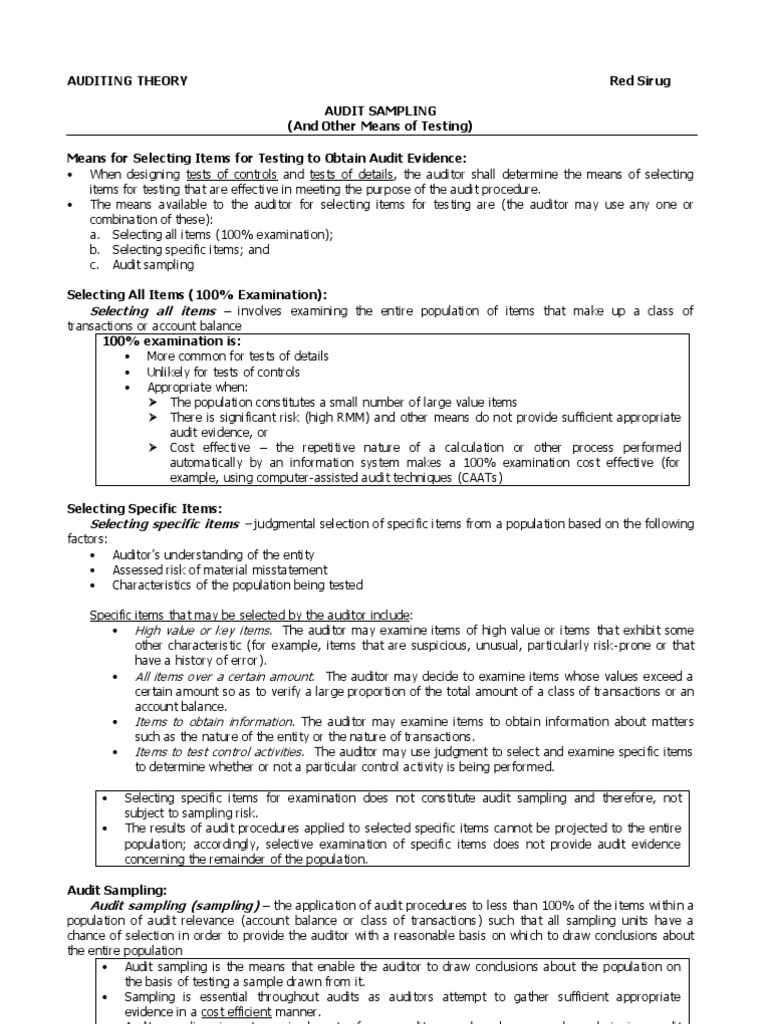AUDIT SAMPLING METHODS | PDF | Audit | Sampling (Statistics)