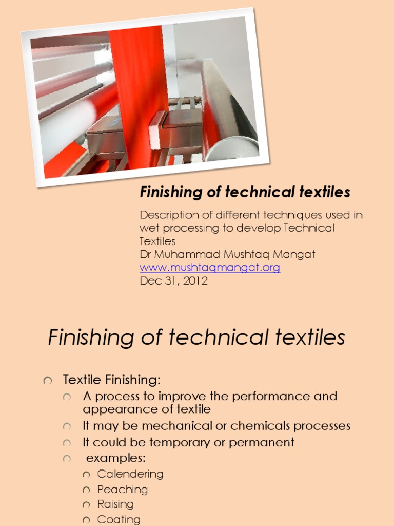 Technical Textile Finishing Techniques | PDF | Textiles | Industries