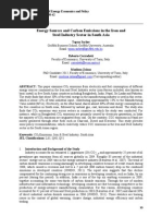 Energy Sources and Carbon Emissions in the Iron and Steel Industry Sector in South Asia