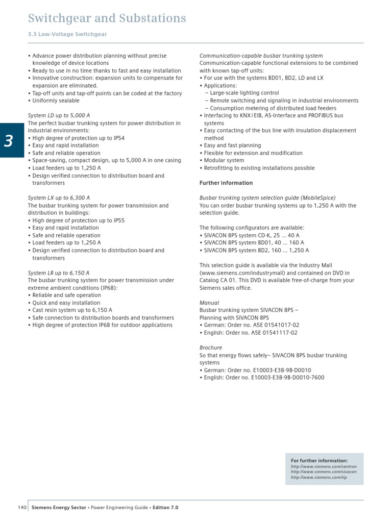 Siemens Busbar Trunking Systems Guide | PDF | Power Engineering ...