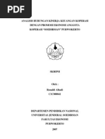 Download ANALISIS HUBUNGAN KINERJA KEUANGAN KOPERASIDENGAN PROMOSI EKONOMI ANGGOTAKOPERASI SOEDIRMAN PURWOKERTO by Ronaldi Alhadi SN119064632 doc pdf
