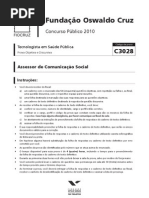 Prova Fgv 2010 Fiocruz Tecnologista Em Saude Assessor de Comunicacao Social