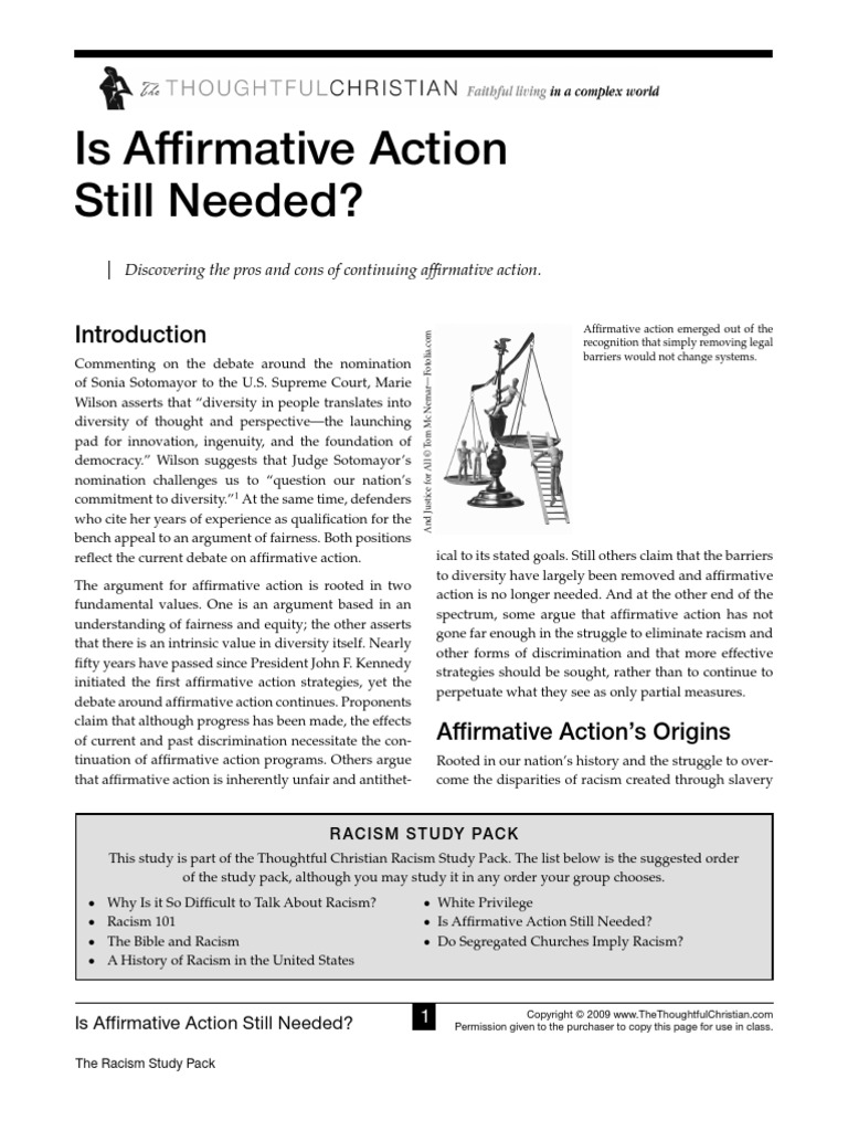 Is Affirmative Action Still Needed - Handout | PDF | Racism ...