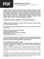Porque Reverencia E Amor Discurso Por Edson Artemio Dos Santos