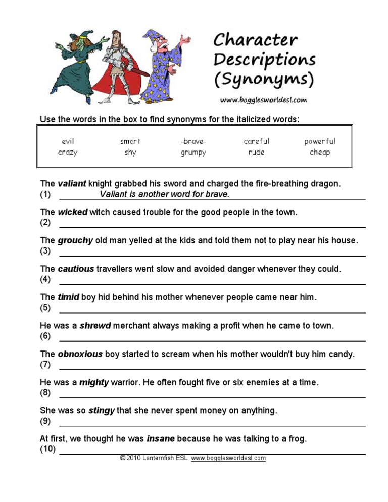 Character Synonyms PDF