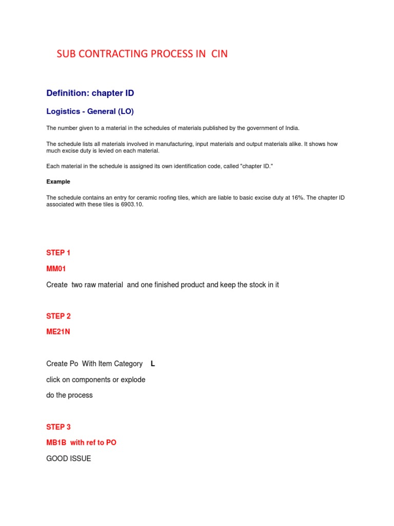 CIN Subcontracting Process Guide | PDF | Finance & Money Management ...