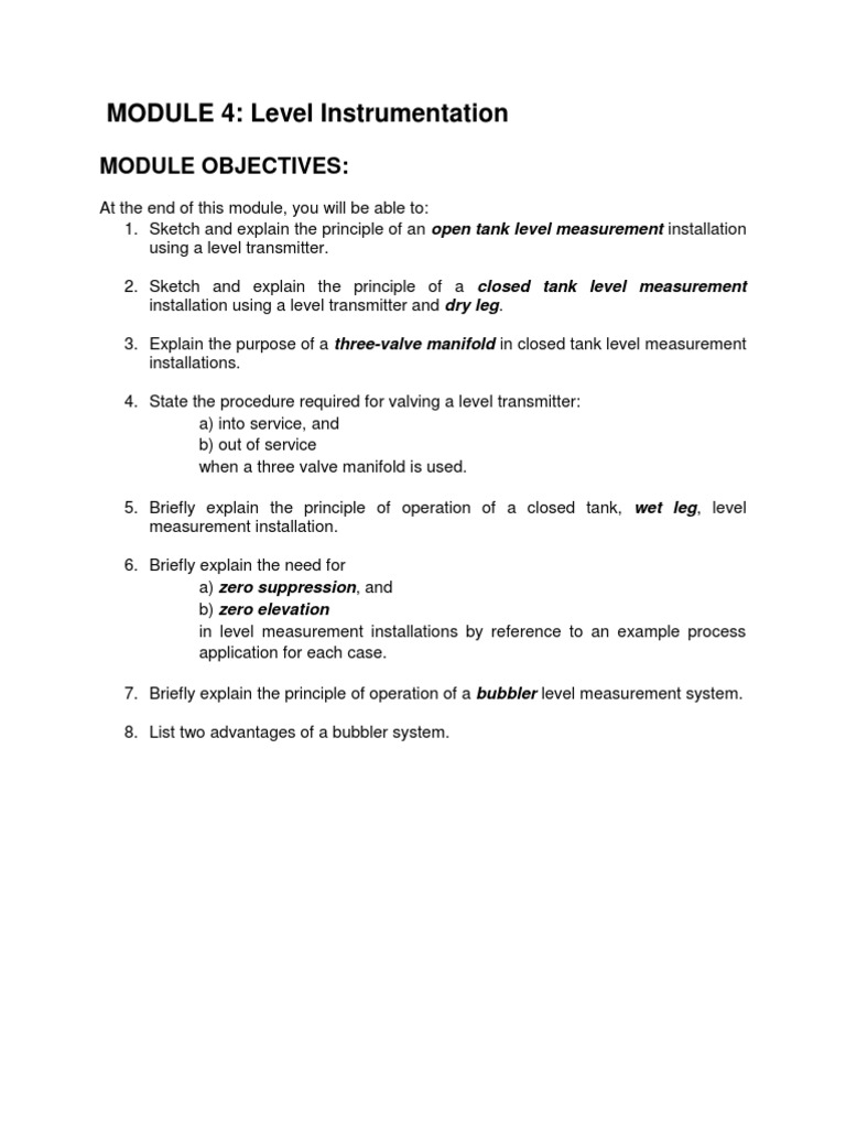 Level Measurement Techniques Overview | PDF | Pressure Measurement ...