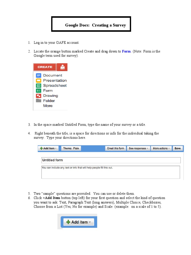 Create a Google Docs Survey Guide | PDF