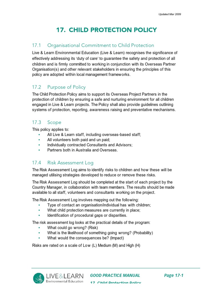 Child Protection Policy | PDF | Child Protection | Child Abuse