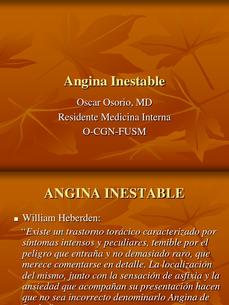 Angina Inestable | PDF | Angina de pecho | Arritmia cardiaca