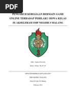 Download PENGARUH KEBIASAAN BERMAIN GAME ONLINE TERHADAP PERILAKU SISWA KELAS IX AKSELERASI SMP NEGERI 3 MALANG by An Nisa Nur Laila SN119145206 doc pdf