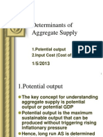 Determinants of Aggregate Supply: 1.potential Output 2.input Cost (Cost of Production)