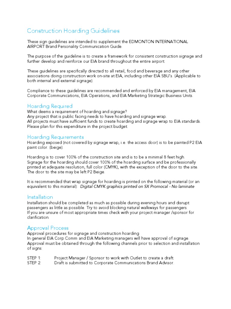 Edmonton Airport Hoarding Guidelines | PDF | Billboard | Brand